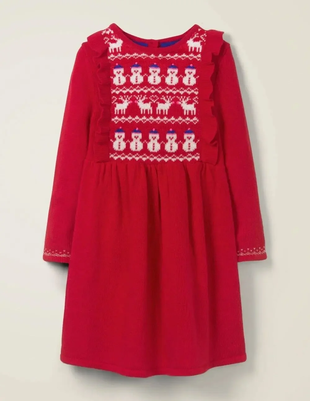Mini Boden Girls' Christmas Fair Isle Knit Wool Dress 7-8Y